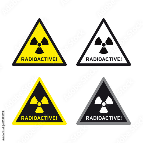 Radioactive nuclear radiation sign set