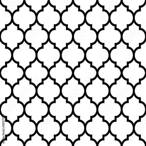 Moroccan tiles design, seamless black pattern, geometric background