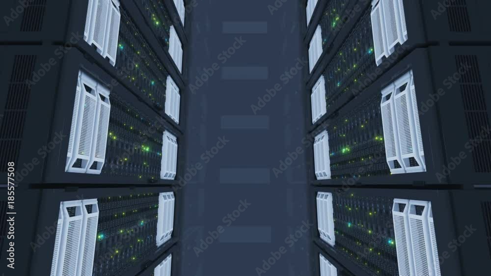 Working Servers Top View in Modern Data Center. Cloud Computing Data ...