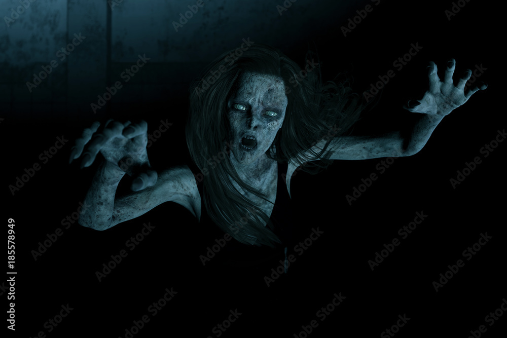 3d illustration,Scary ghost woman in the dark,Horror background Stock  Illustration | Adobe Stock