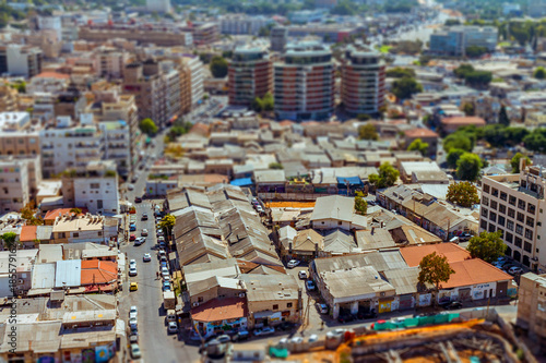 Aerial view of south Tel Aviv neighborhoods cityspace