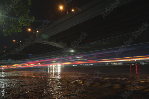 Cityscape of Jakarta city at night after rain. © Raja Seni