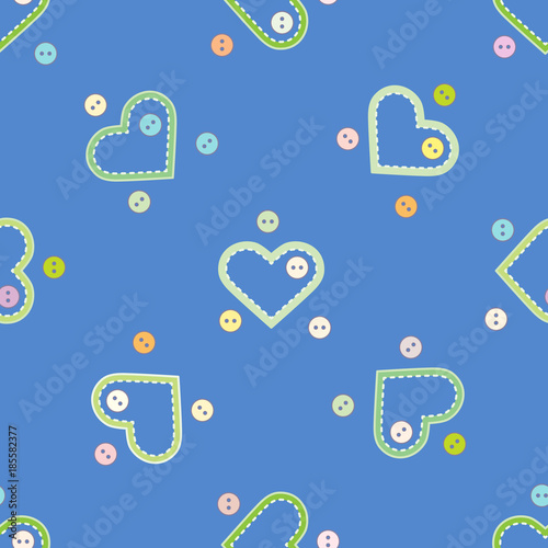 Pattern with hearts and buttons. Valentine's
