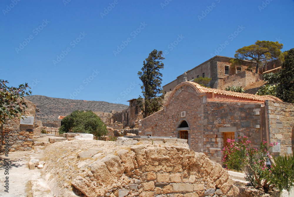 Ruins on Spinalonga Island, Crete, Greece