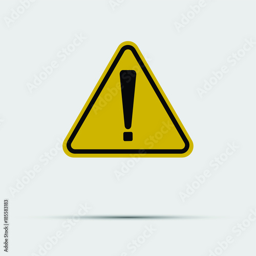 Exclamation mark symbol,Yellow Warning Dangerous icon on white background,