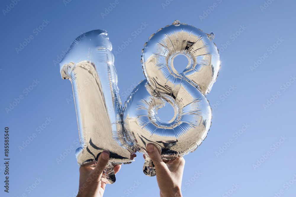 number-shaped balloons forming the number 18 Stock Photo | Adobe Stock