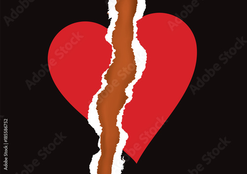 Ripped paper with heart symbol.
Torn paper with broken heart icon symbolizing the end of love. Vector available. 