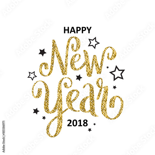 HAPPY NEW YEAR 2018 hand lettered card