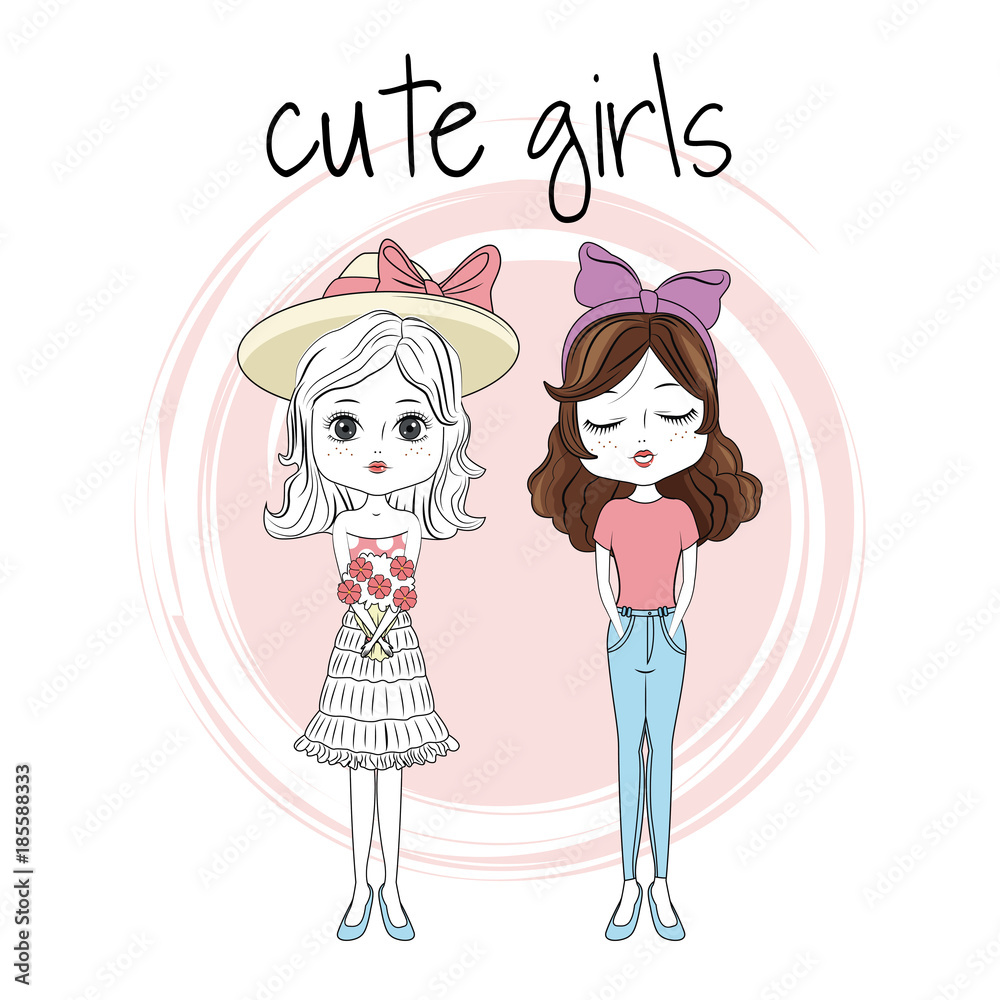 Cute girls friends icon vector illustration graphic design Stock ...