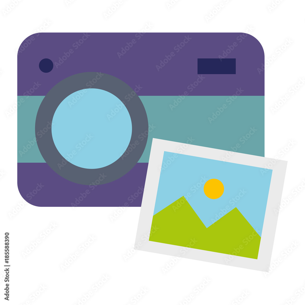 photographic camera with picture vector illustration design photographic camera with picture vector illustration design