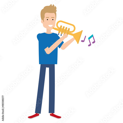 man playing trumpet avatar vector illustration design