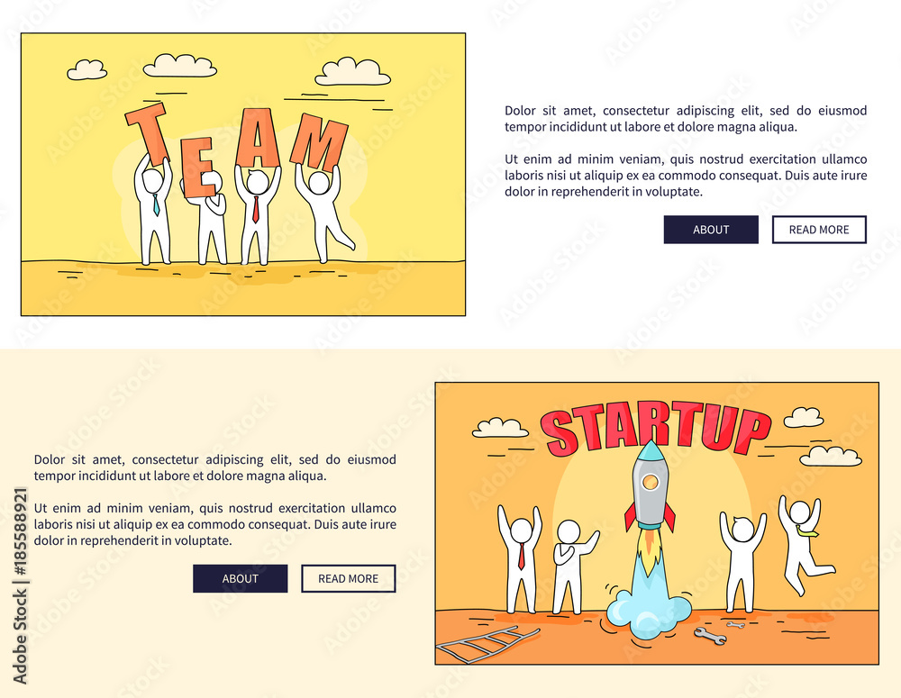 Team and Startup Web Pages Vector Illustration