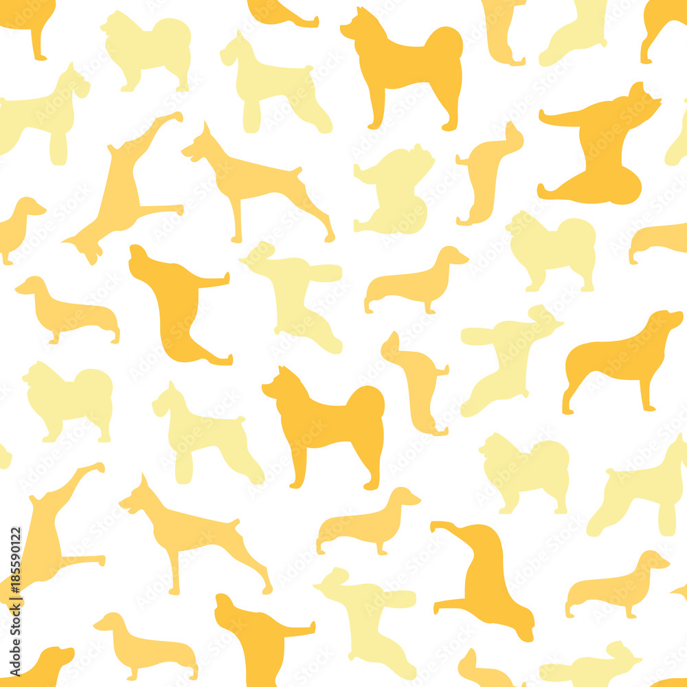 Vector seamless pattern of color dogs