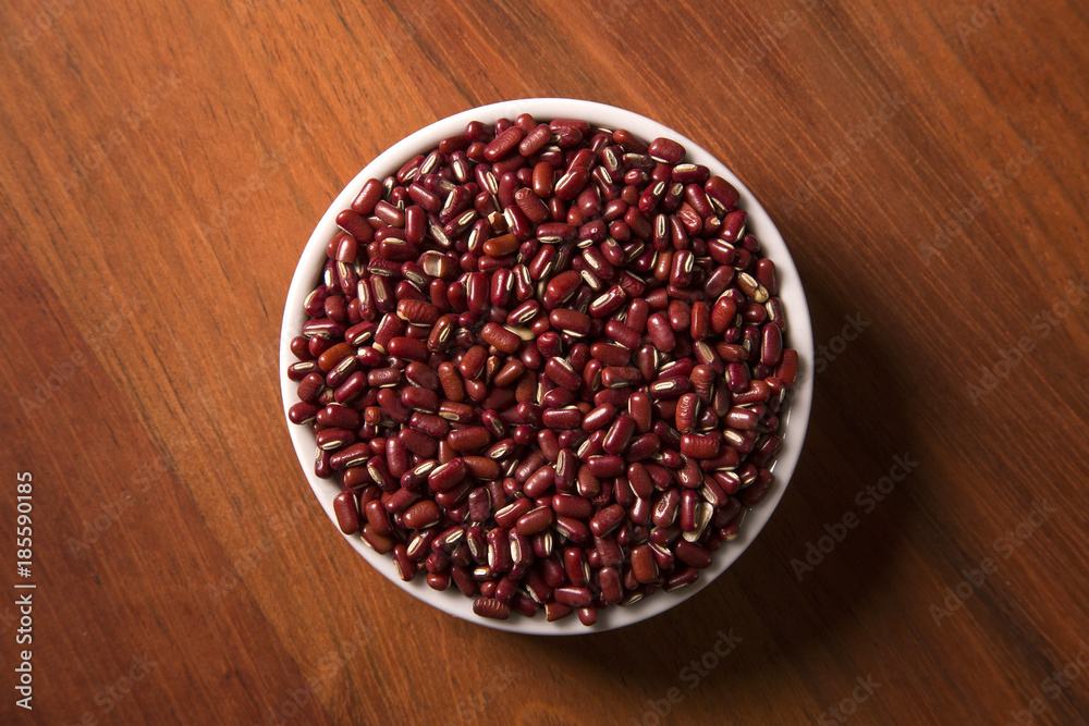 red beans on wooden background red beans on wooden background