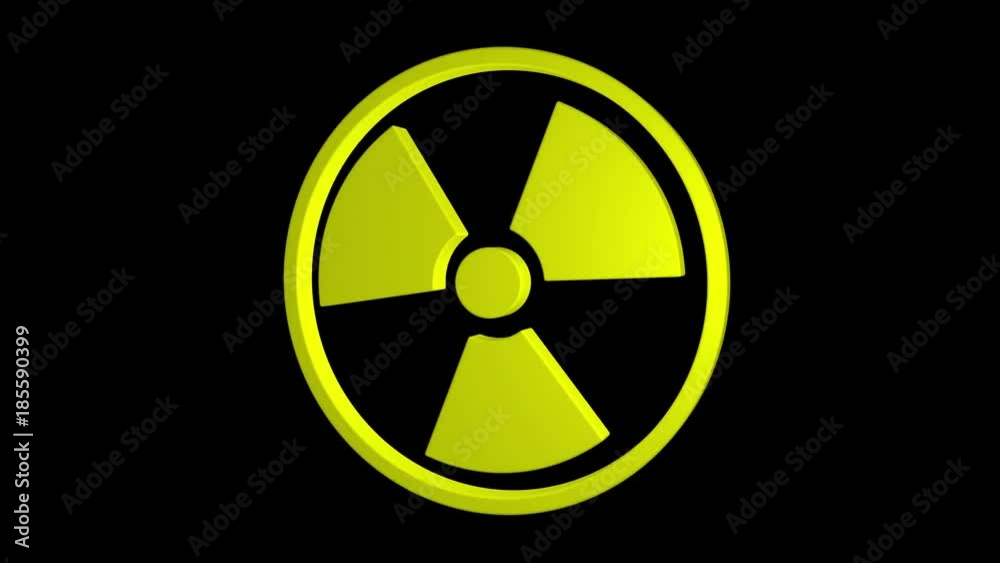 Radioactive yellow sign rotate isolated on black background Radioactive yellow sign rotate isolated on black background