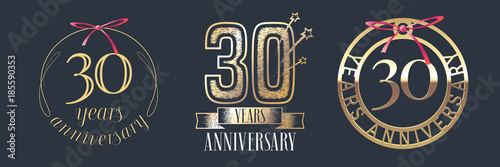 30 years anniversary vector icon, logo set
