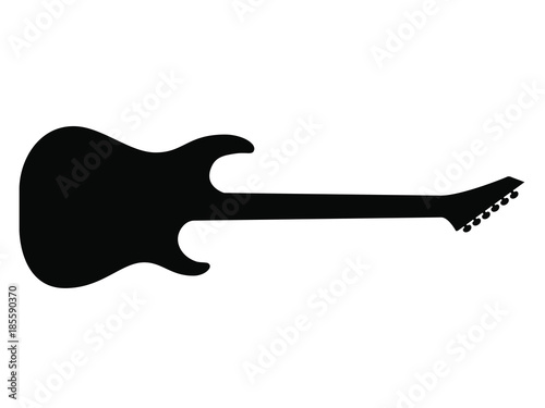 High Quality Hand Drawn Black Silhouette of an Heavy Metal Guitar © Philippe