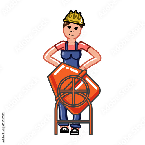 Builder knead concrete