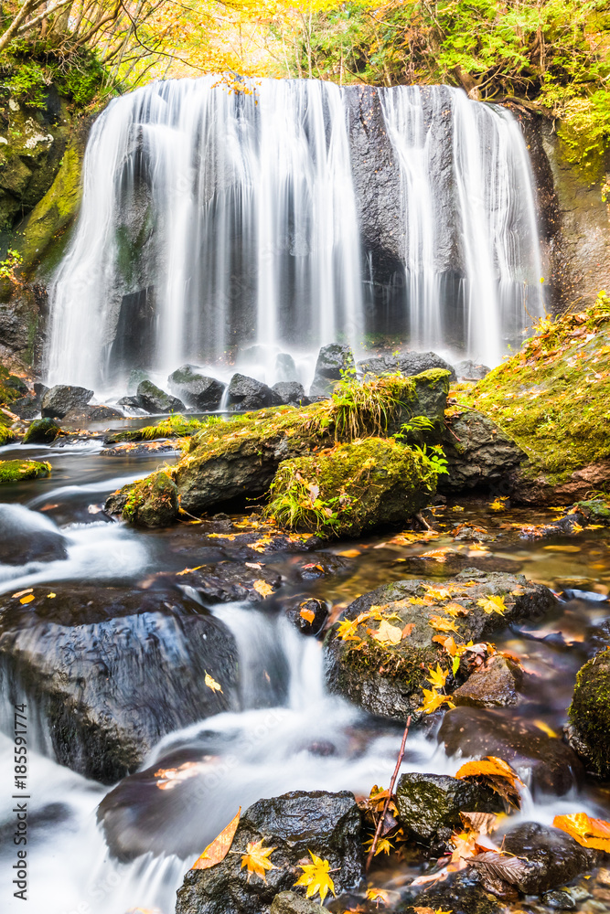 Fototapeta premium Tatsuzawafudo Falls at Fukushima in autumn