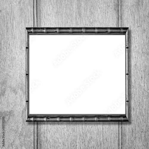 Blank bamboo wood photo frame isolated on white background