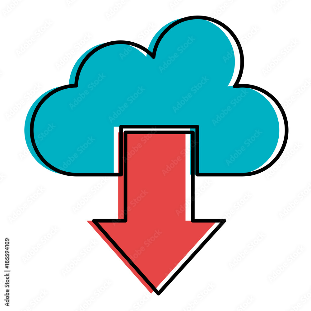 cloud computing with arrow download vector illustration design