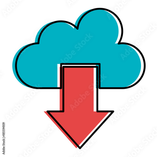 cloud computing with arrow download vector illustration design