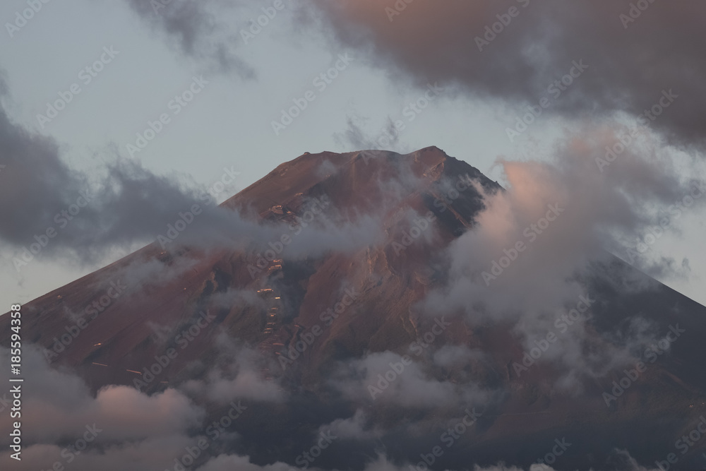 Fototapeta premium Top of Mount Fuji with clouds in aummer