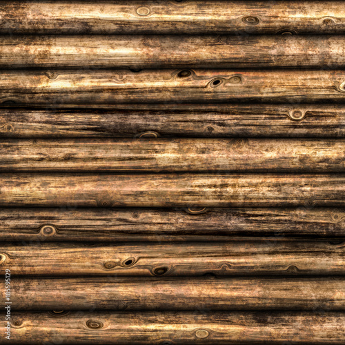 Wooden wall from logs - Grunge background texture