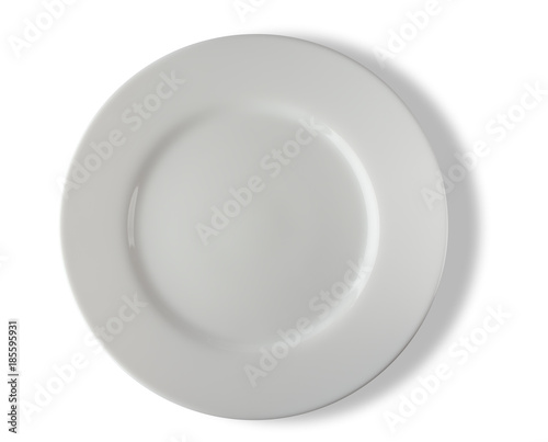 Plate empty, isolated on white background.