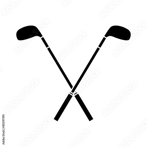 crossed golf clubs stick equipment image vector illustration