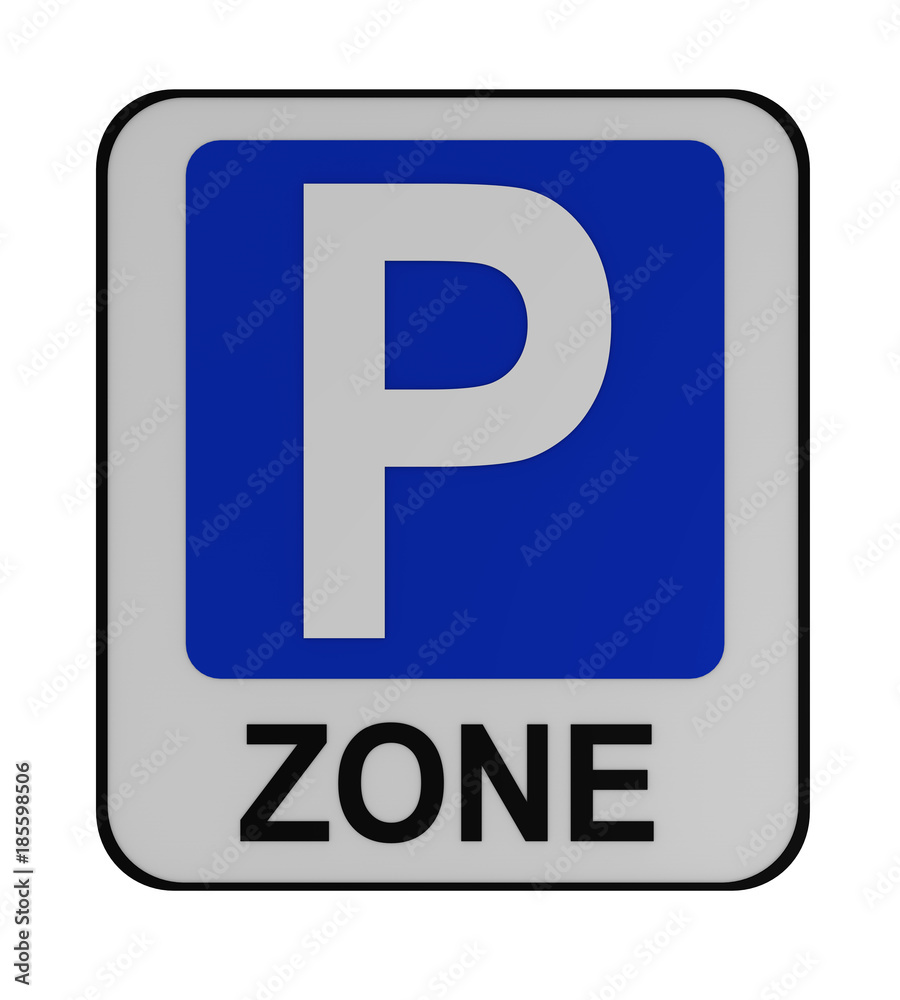 Deutsches Verkehrszeichen: Beginn Parkraumbewirtschaftungszone, auf weiß isoliert. Deutsches Verkehrszeichen: Beginn Parkraumbewirtschaftungszone, auf weiß isoliert.
