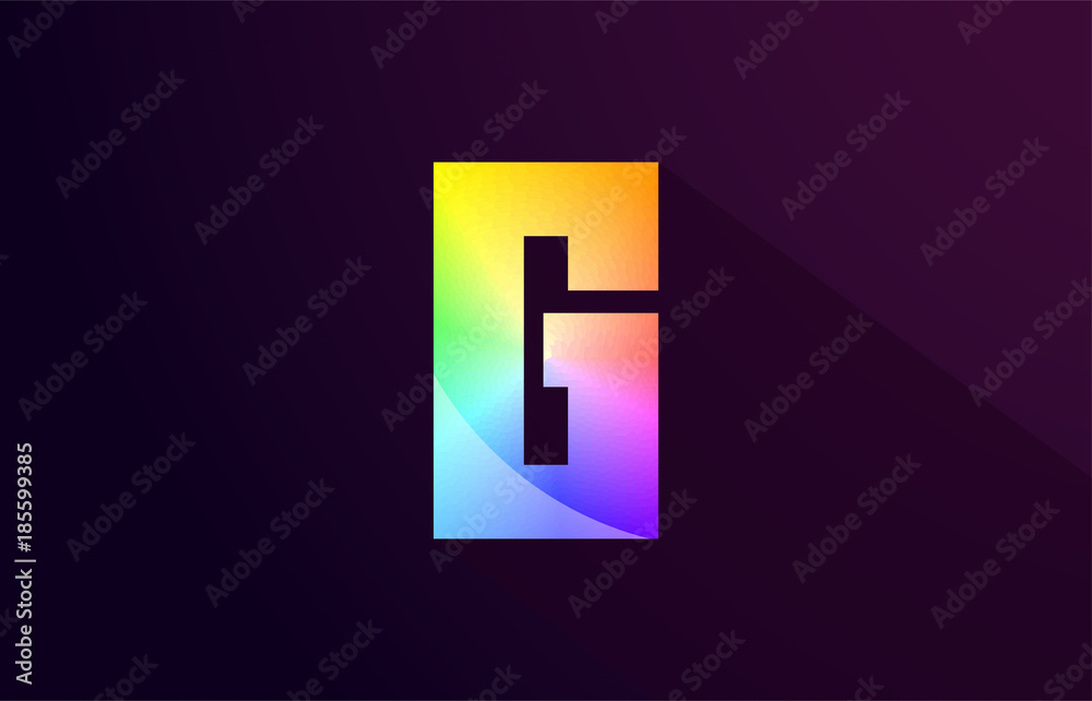 g letter rainbow colored alphabet logo icon design