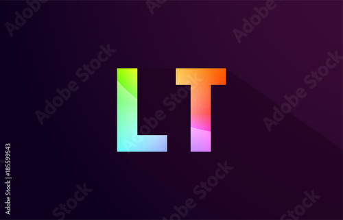 lt l t letter combination rainbow colored alphabet logo icon design photo