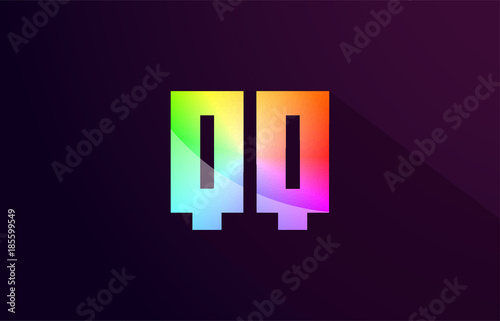 qq q q letter combination rainbow colored alphabet logo icon design