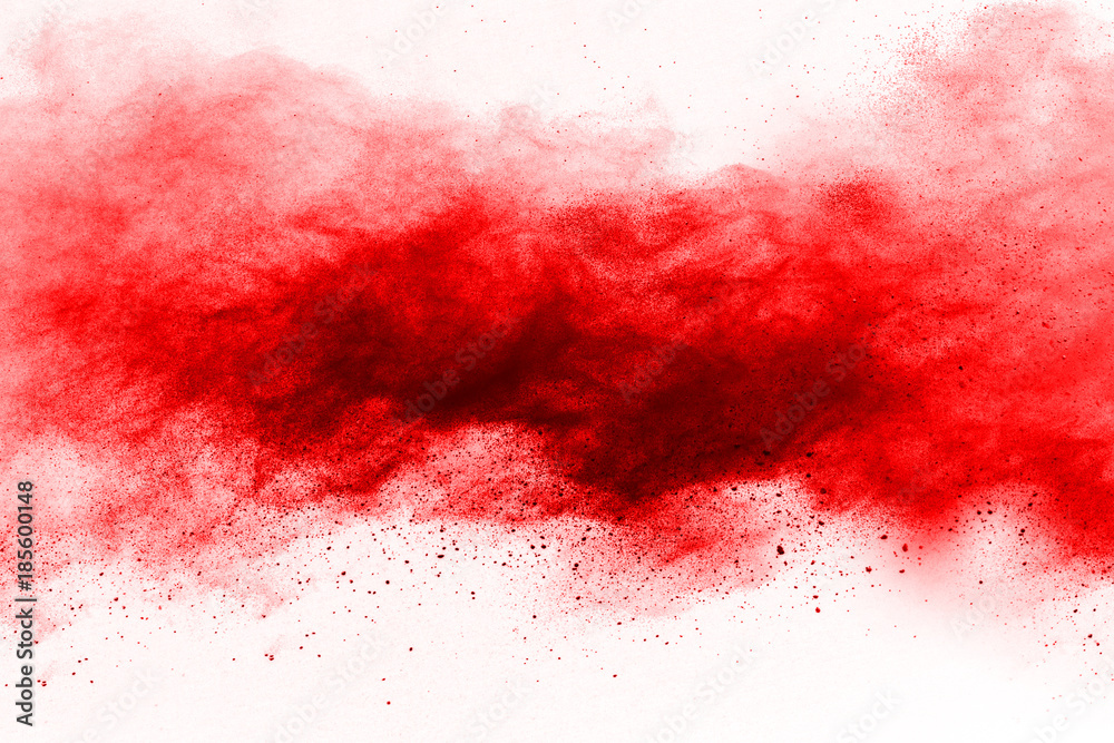 abstract powder splatted background,Freeze motion of red powder exploding/throwing red powder.