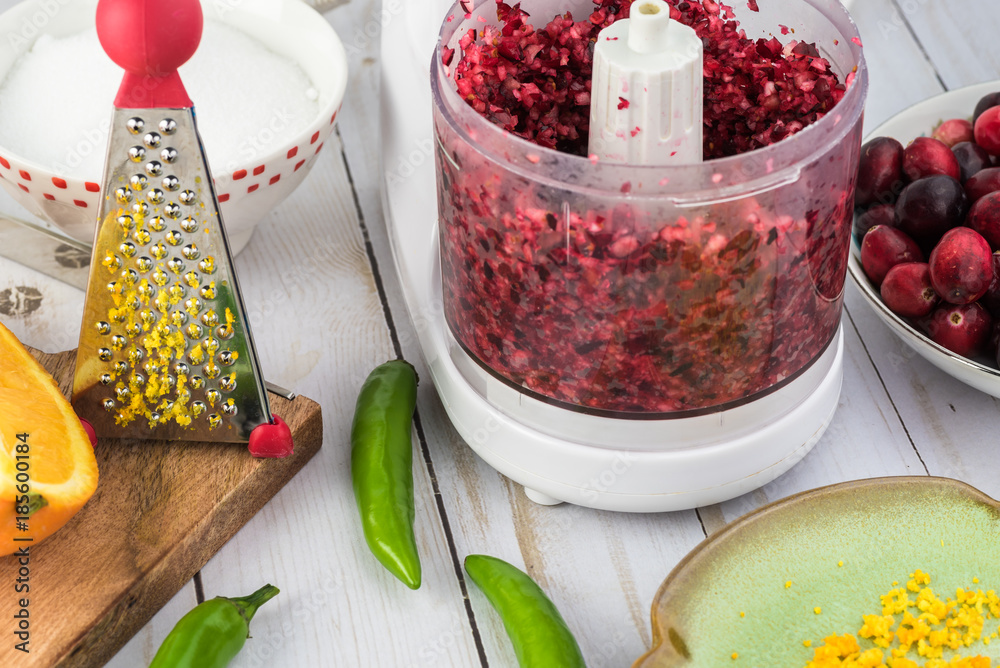 Fotografie Homemade fresh cranberry salsa.