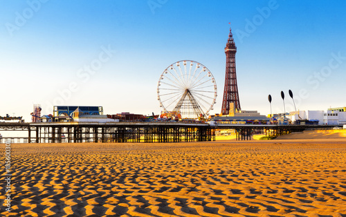 Blackpool Tower and Central Pier Ferris Wheel, Lancashire, England, UK photo