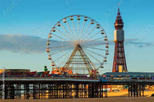 Blackpool Tower and Central Pier Ferris Wheel, Lancashire, UK