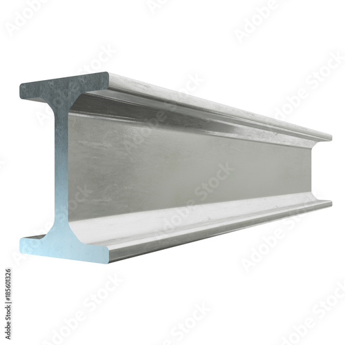 Steel metallurgy I-beam profile 3d render isolated on white background