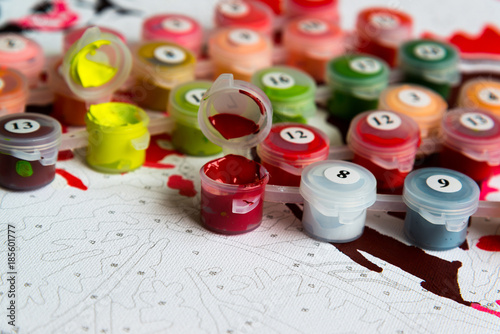 Paints for drawing pictures by numbers