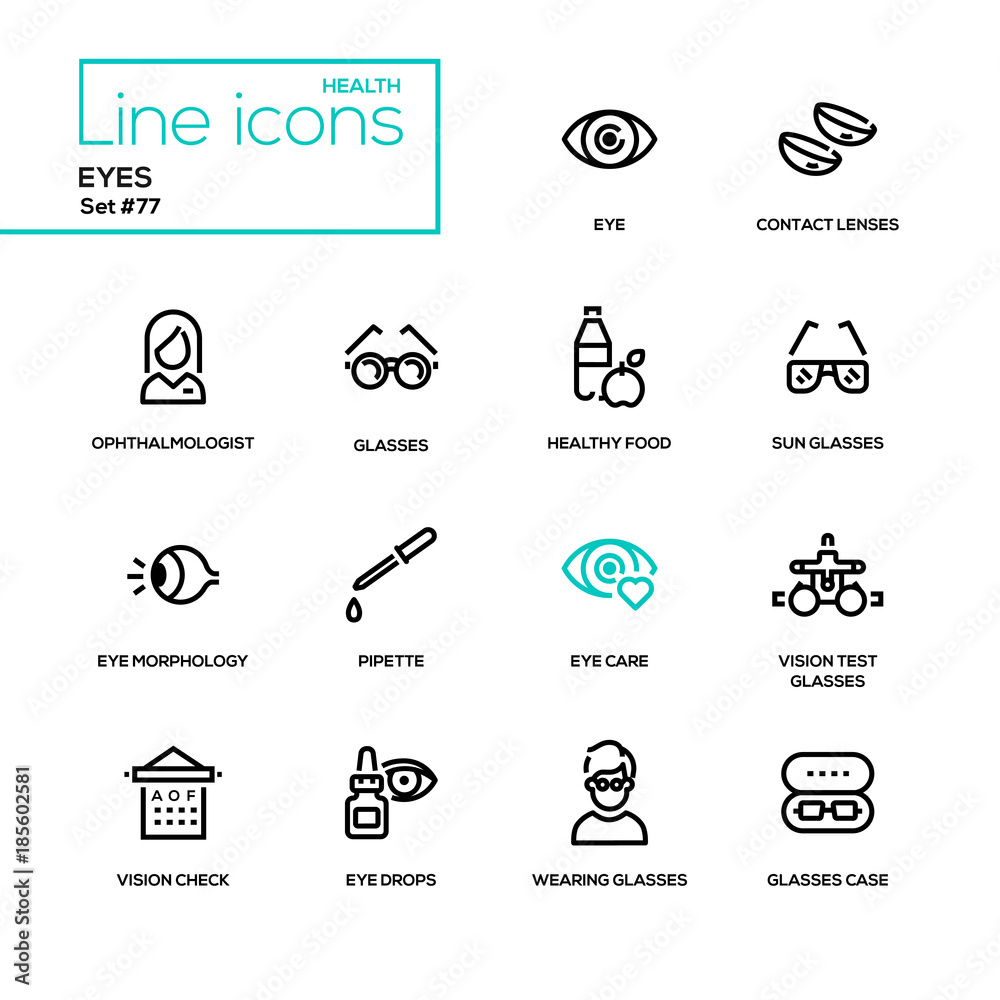 Eyes - line design icons set