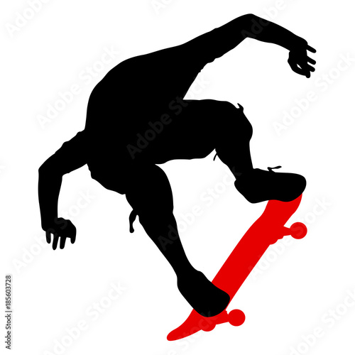 Silhouettes a skateboarder performs jumping. Vector illustration