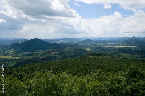 Lusatian mountains from lookout tower Hvozd  Hochwald   Northern Bohemia  Czech republic