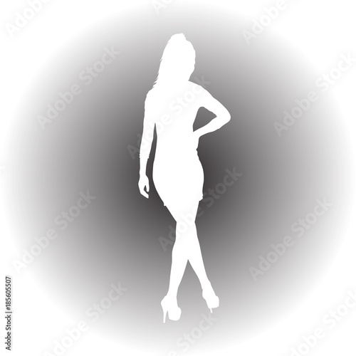 Black silhouette of a beautiful girl on a white background