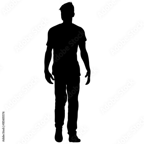 Black silhouette man standing, people on white background © Arrows