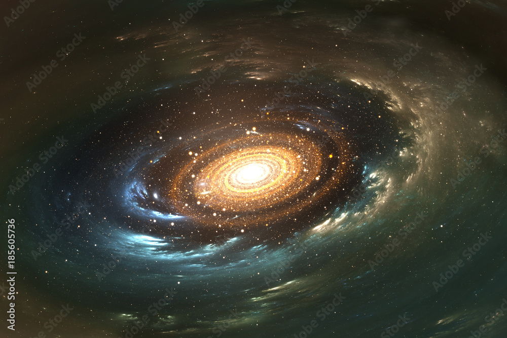Fototapeta premium Space background with spiral galaxy and stars