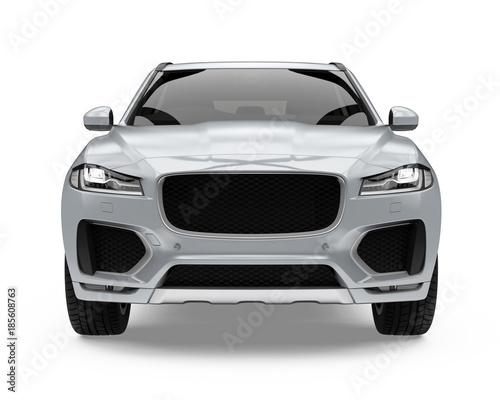 Silver SUV Car Isolated