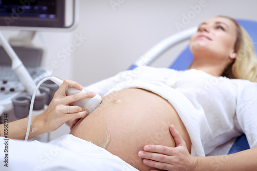 Pregnant woman on ultrasound