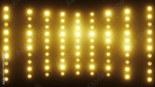 A wall of light projectors, a flash of light 3d illustration