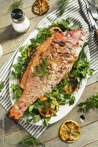 Slika na platnu Homemade Grilled Whole Red Snapper